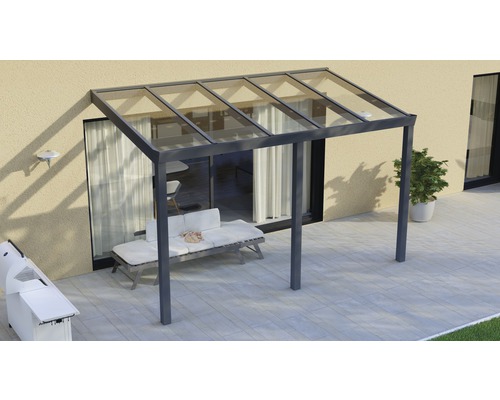Terrassenüberdachung Legend mit Verbund-Sicherheits-Glas 8 mm 400 x 250 cm anthrazit struktur