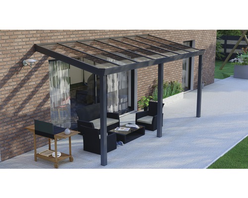 Terrassenüberdachung Legend mit Verbund-Sicherheits-Glas 8 mm 500 x 250 cm anthrazit struktur