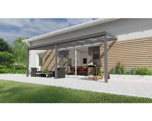 Terrassenüberdachung Legend mit Verbund-Sicherheits-Glas 8 mm 600 x 250 cm anthrazit struktur