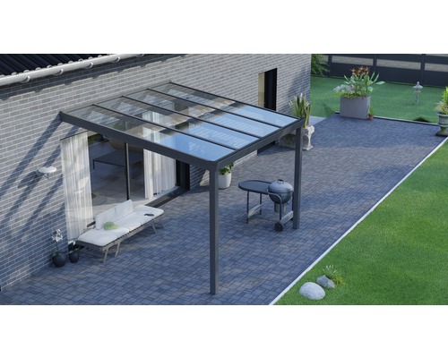 Terrassenüberdachung Legend mit Verbund-Sicherheits-Glas 8 mm 300 x 300 cm anthrazit struktur Terrassenüberdachung Legend mit Verbund-Sicherheits-Glas 8 mm 300 x 300 cm anthrazit struktur