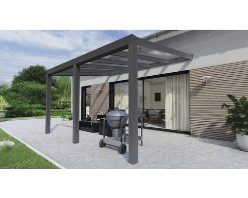 Terrassenüberdachung Legend mit Verbund-Sicherheits-Glas 8 mm 400 x 300 cm anthrazit struktur Terrassenüberdachung Legend mit Verbund-Sicherheits-Glas 8 mm 400 x 300 cm anthrazit struktur