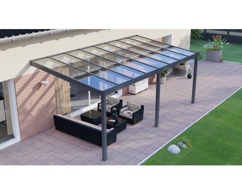 Terrassenüberdachung Legend mit Verbund-Sicherheits-Glas 8 mm 600 x 300 cm anthrazit struktur