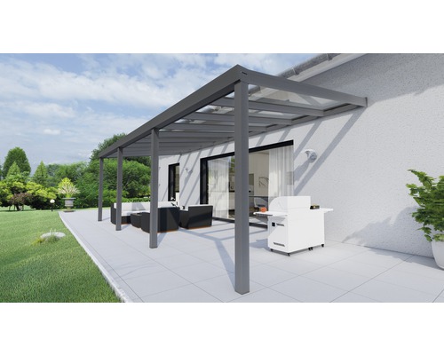 Terrassenüberdachung Legend mit Verbund-Sicherheits-Glas 8 mm 700 x 300 cm anthrazit struktur