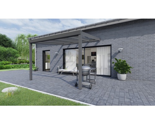 Terrassenüberdachung Legend mit Verbund-Sicherheits-Glas 8 mm 300 x 350 cm anthrazit struktur