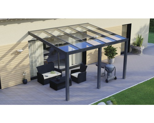 Terrassenüberdachung Legend mit Verbund-Sicherheits-Glas 8 mm 400 x 350 cm anthrazit struktur Terrassenüberdachung Legend mit Verbund-Sicherheits-Glas 8 mm 400 x 350 cm anthrazit struktur