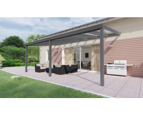 Terrassenüberdachung Legend mit Verbund-Sicherheits-Glas 8 mm 600 x 350 cm anthrazit struktur Terrassenüberdachung Legend mit Verbund-Sicherheits-Glas 8 mm 600 x 350 cm anthrazit struktur