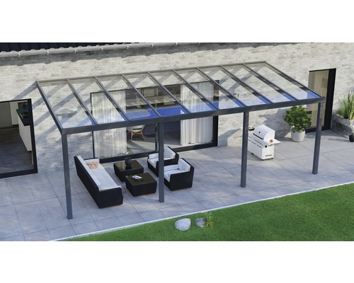 Terrassenüberdachung Legend mit Verbund-Sicherheits-Glas 8 mm 700 x 350 cm anthrazit struktur Terrassenüberdachung Legend mit Verbund-Sicherheits-Glas 8 mm 700 x 350 cm anthrazit struktur