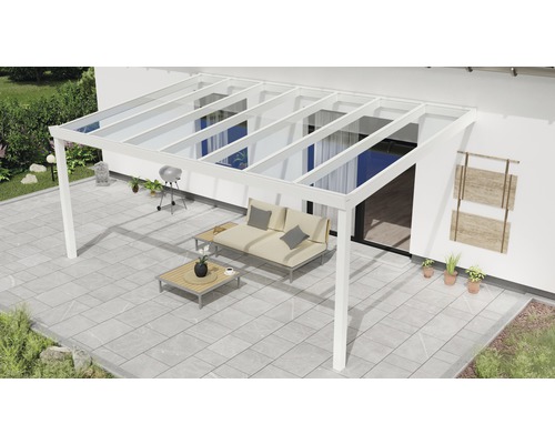 Terrassenüberdachung Expert mit Verbund-Sicherheits-Glas 8 mm 500x300 cm weiß