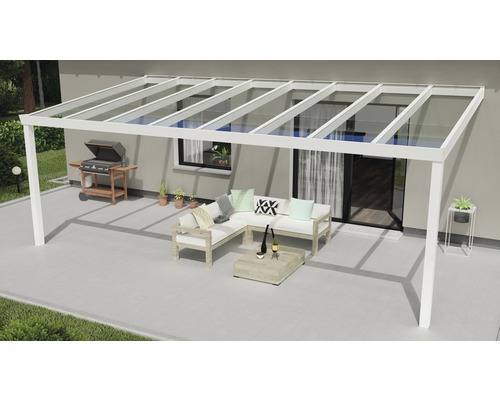 Terrassenüberdachung Expert mit Verbund-Sicherheits-Glas 8 mm 600x300 cm weiß