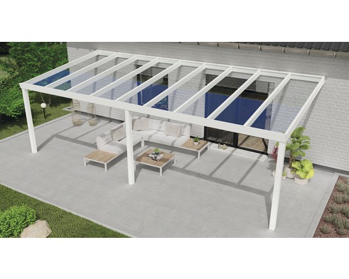 Terrassenüberdachung Expert mit Verbund-Sicherheits-Glas 8 mm 700x300 cm weiß