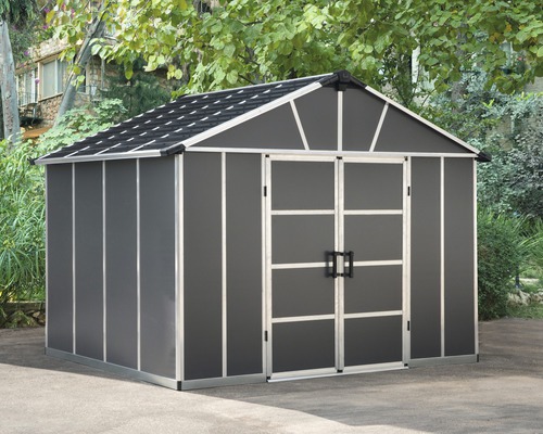 Gartenhaus Palram – Canopia Yukon 11x9 inkl. Polycarbonat-Dach ohne Boden 333 x 272 cm grau