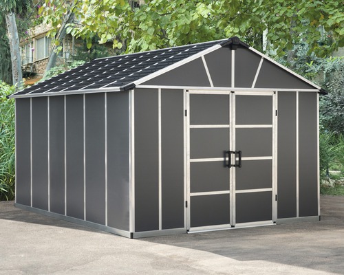 Gartenhaus Palram – Canopia Yukon 11x13 inkl. Polycarbonat-Dach ohne Boden 333 x 396 cm grau