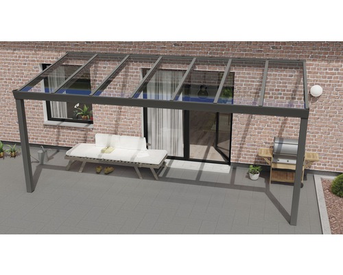 Terrassenüberdachung Expert mit Verbund-Sicherheits-Glas 8 mm 500 x 250 cm anthrazit struktur