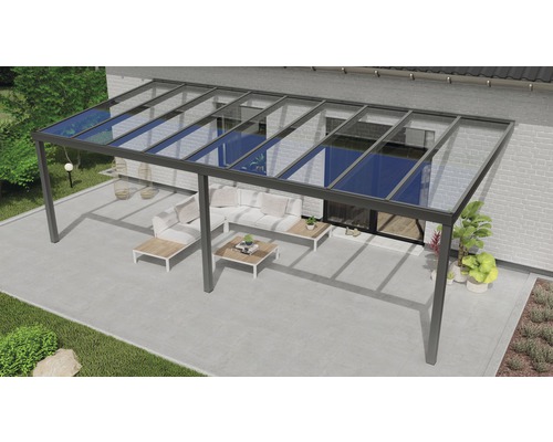 Terrassenüberdachung Expert mit Verbund-Sicherheits-Glas 8 mm 700x300 cm anthrazit