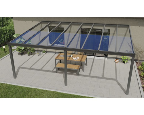 Terrassenüberdachung Expert mit Verbund-Sicherheits-Glas 8 mm 600x400 cm anthrazit