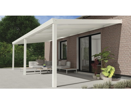 Terrassenüberdachung Expert mit Polycarbonat opal 700x300 cm weiß
