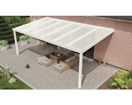 Terrassenüberdachung Expert mit Polycarbonat opal 600x350 cm weiß