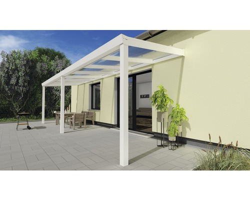 Terrassenüberdachung Expert mit Polycarbonat klar 700x250 cm weiß