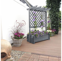 Blumenkasten mit Rankgitter und Bepflanzung auf einer Terrasse