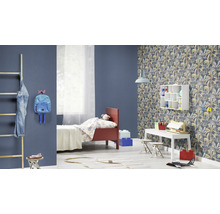 Vliestapete 484762 Florentine III Uni Leinen tintenblau
