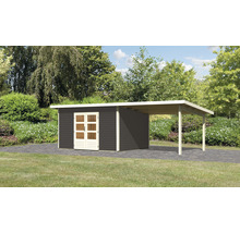 Gartenhaus Karibu Speyer 4 inkl. Anbaudach 3,3 m 724 x 331,5 cm terragrau
