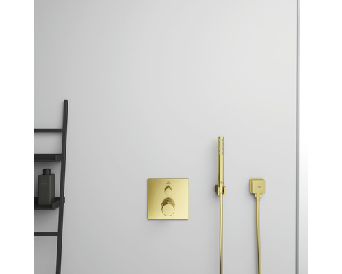 Aufputz Duscharmatur mit Handbrause und Ablage im Badezimmer