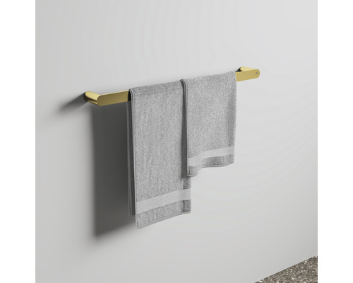 Handtuchhalter mit zwei grauen Handtüchern