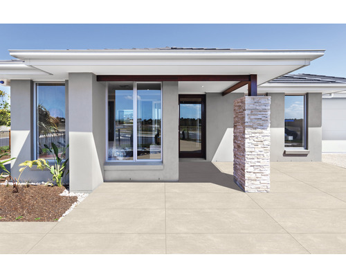 Feinsteinzeug Terrassenplatte Modern Concrete beige rektifizierte Kante 100 x 100 x 2 cm