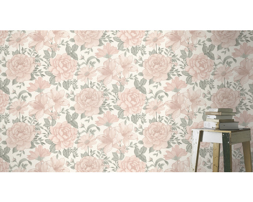 Tapete mit Rosen und Blumenmuster