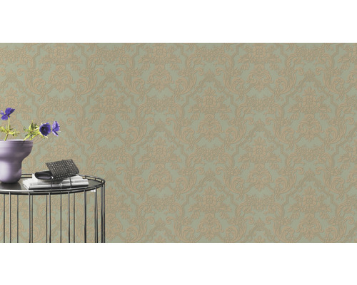 Tapete mit floralem Damastmuster im klassischen Stil