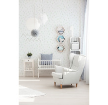 Vliestapete 35845-1 Little Stars hellgrau Babysachen grün