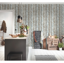 Vliestapete 36119-1 Neue Bude 2.0 Holz Blüten blau braun