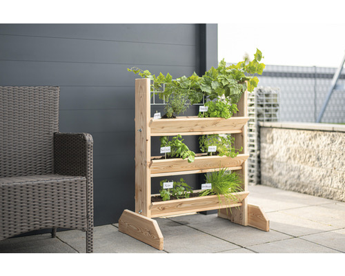 Hochbeet vertikal, Kräuterregal WESTMANN Gr. L 80 x 50 x 82 cm natur Holz Pflanzentreppe mit Kräutern im Garten