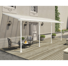 Terrasse mit Überdachung, Stühlen und Tisch