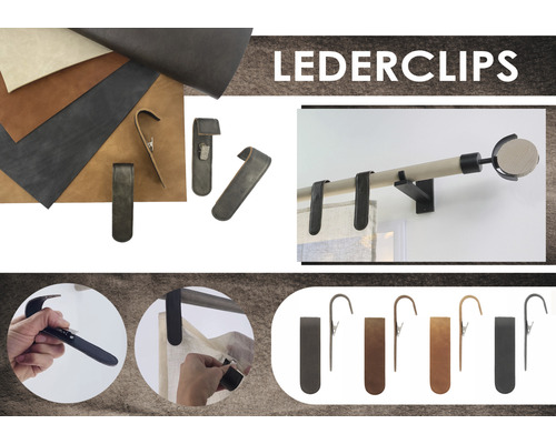 Lederclips zur Befestigung von Vorhängen und Gardinen