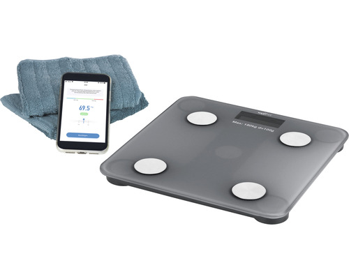 Personenwaage mit Smartphone App und Handtuch