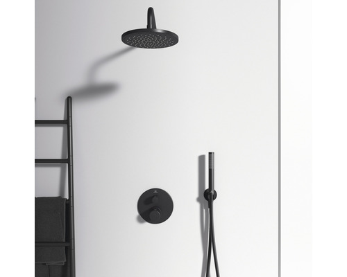 Duscharmatur mit Kopfbrause, Handbrause und Thermostat