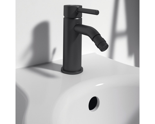 Bidetarmatur aus Metall auf einem Waschbecken