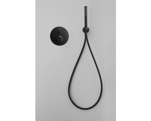 Aufputz Duscharmatur mit Handbrause und rundem Thermostat