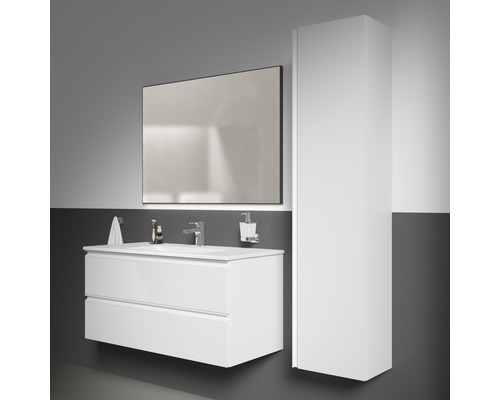 Badezimmerensemble mit Waschtischunterschrank, Spiegel und Hochschrank