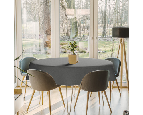 Tischdecke Laminiert – Wachs-Loneta, Schmutzabweisend, Mit Herz & Rüschen (12 Sitzer, Grau)