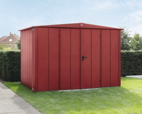 Gerätehaus Hörmann EcoStar Premiumline Elegant-S Typ 3 RAL3004 Doppeltür 323,6 x 247,7 cm rot Metall Gerätehaus mit Doppeltür im Garten