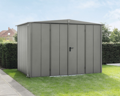 Gerätehaus Hörmann EcoStar Premiumline Elegant-S Typ 3 RAL9007 Doppeltür 323,6 x 247,7 cm grau Metall Gerätehaus im Garten mit Doppeltür