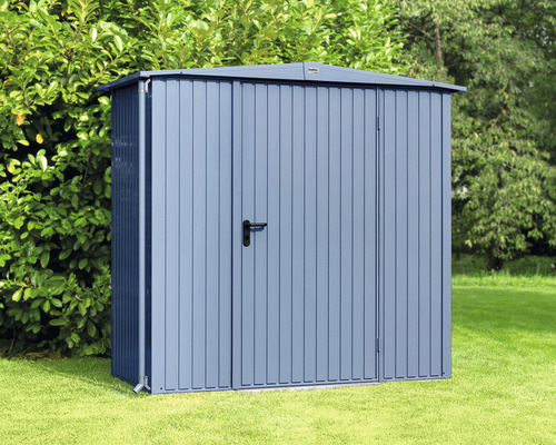 Gerätehaus Hörmann EcoStar Premiumline Trend-S Typ 1 RAL5014 Einzeltür 258,8 x 121,3 cm blau Metall Gartenhaus zur Aufbewahrung von Gartengeräten