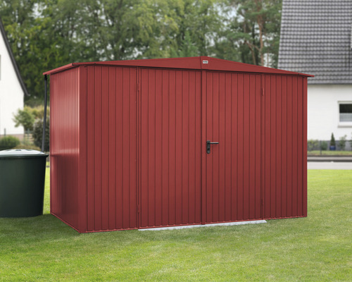 Gerätehaus Hörmann EcoStar Premiumline Trend-S Typ 3 RAL3004 Doppeltür 323,6 x 247,7 cm rot Metall Gerätehaus mit Doppeltür im Garten