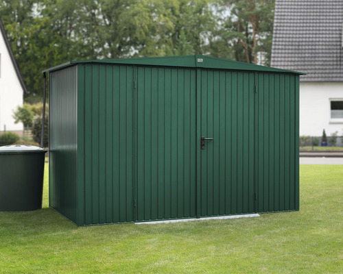 Gerätehaus Hörmann EcoStar Premiumline Trend-S Typ 3 RAL6005 Doppeltür 323,6 x 247,7 cm grün Metall Gerätehaus im Garten