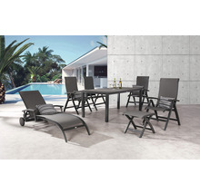 Gartenmöbelset mit Tisch, Stühlen, Liege und Hocker für den Außenbereich