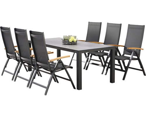 Gartentischgruppe mit sechs Stühlen für den Außenbereich