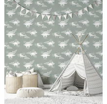Vliestapete 45801 Kids Walls Dinos grün