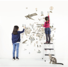 Fototapete Vlies 45858 Kids Walls Weltkarte weiß braun grau 3-tlg. 270 x 159 cm
